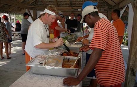 Beach buffet with Cayman-style dishes, Grand Cayman
