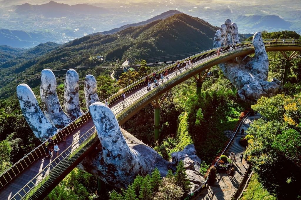 Golden Bridge, Hoi An & Boat Trip The Golden Bridge held by giant stone hands at Ba Na Hills