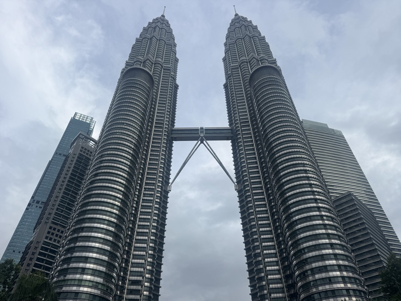 The Petronas Twin Towers against the sky in Kuala Lumpur
